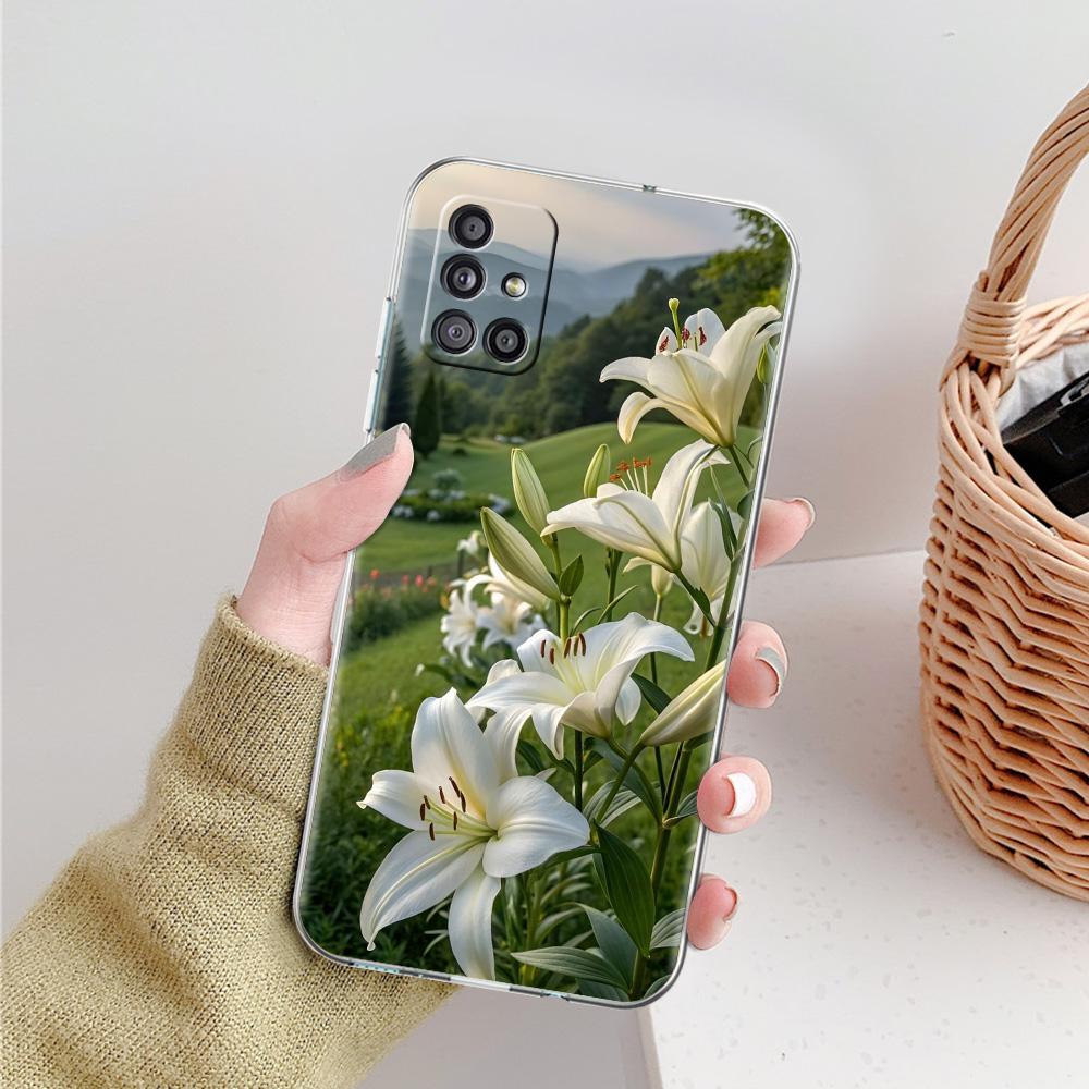 Hülle Für Samsung A15 A13 A35 A55 A51 A71 A41 A31 A21S A05 A17 A23 A25 A33 A53 A73 5G A07 4G Abdeckung Realistischer Lilienblüten-Druck