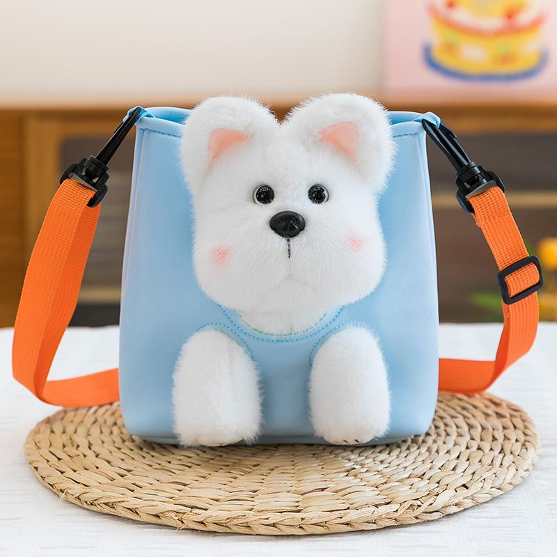 West Highland Creative Backpack Plush Toy Kids Doll Girls Pet Schnauzer Backpack Golden Retriever Dog Gift