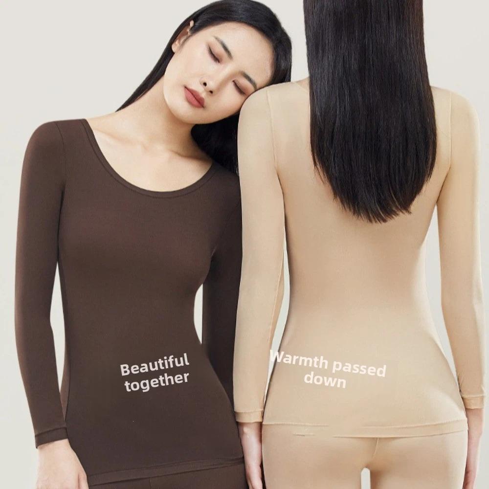 Round Neck Women Thermal Clothes Ultra Thin Warmth Long Pants Thermal Underwear  Autumn/Winter