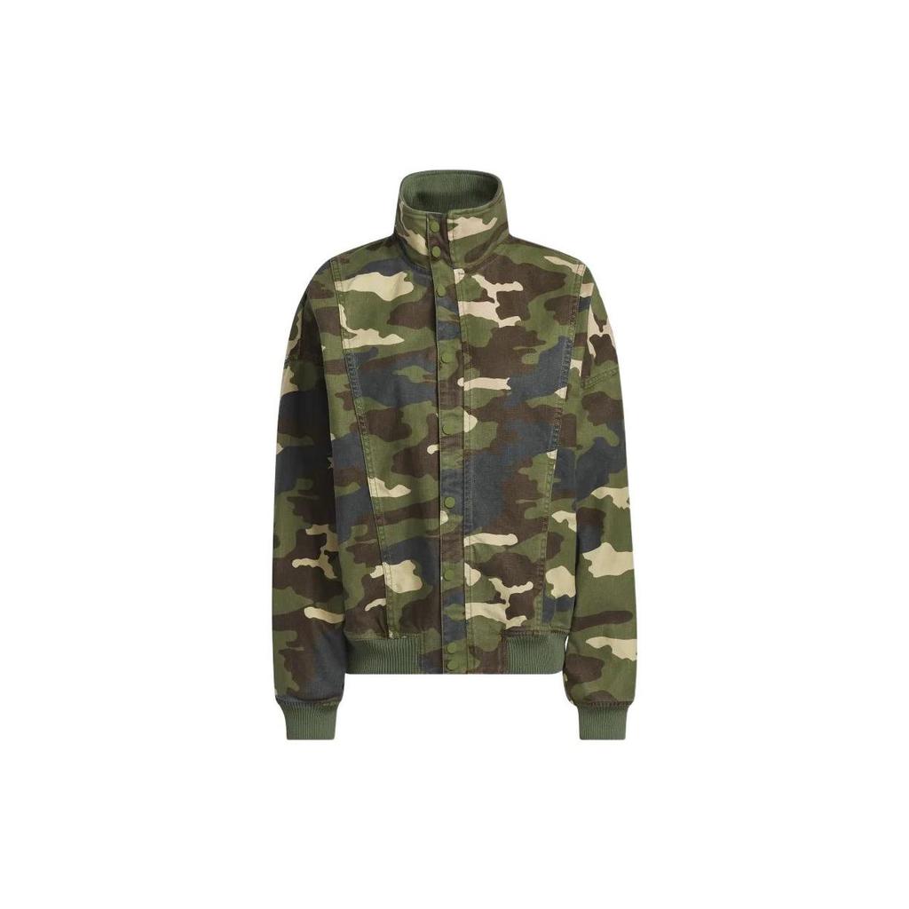 adidas X Ivy Park Kollaboration SS23 Camouflage Canvas Hoher Kragen Arbeitsjacke Unisex Jacken Militärgrün HS0718