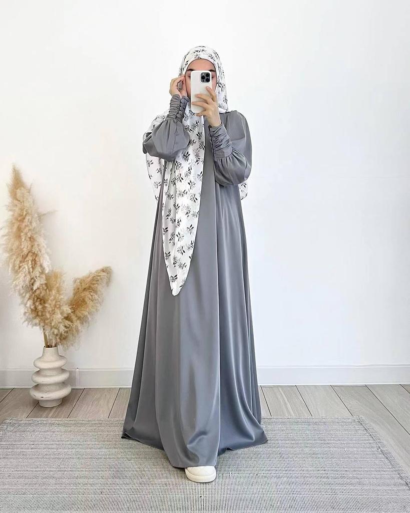 2024 Spring Luxury Soft Satin Swing Dress for Muslim Women