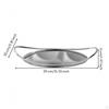 Metal Serving Tray Curved Handles Round Home Decor Item Natural Wood