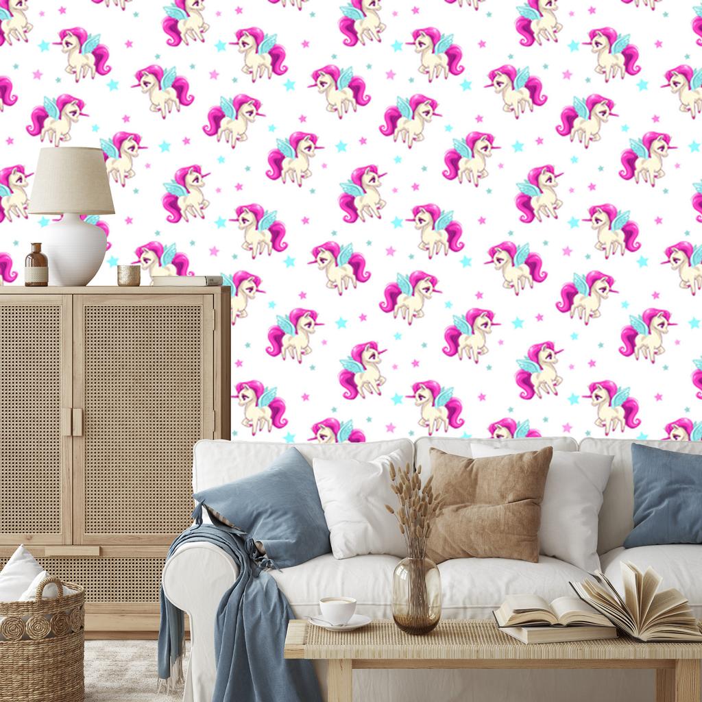 Flying Unicorns and Stars Wallpaper for Living Room and Bedroom 50x1000