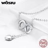 WOSTU Authentic 925 Sterling Silver Infinity Love Heart Pendant Necklace For Women Silver Jewelry Lover Romantic Gift CQN223
