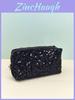 Velvet Sequin Makeup Bag With Large Capacity For Travel And Daily Use