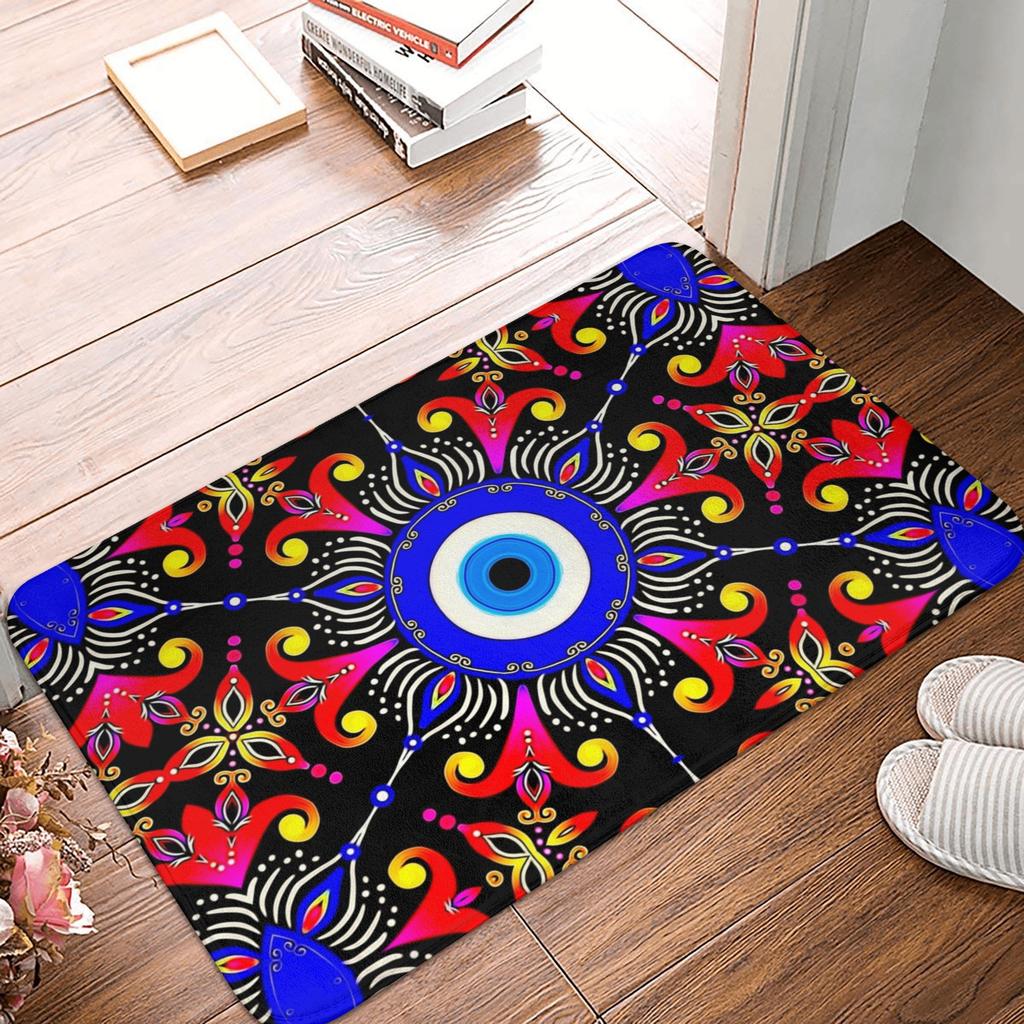 Turkish Amulet Mediterranean Evil Eye Doormat Non-Slip Bathroom Kitchen Mat Toilet Door Floor Entrance Carpet Rug