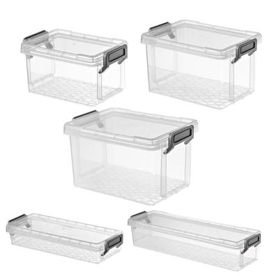 Stackable Storage Box Clear Desktop Organizer Plastic Storage Bins with Lids Office Supplies for Toys Snacks