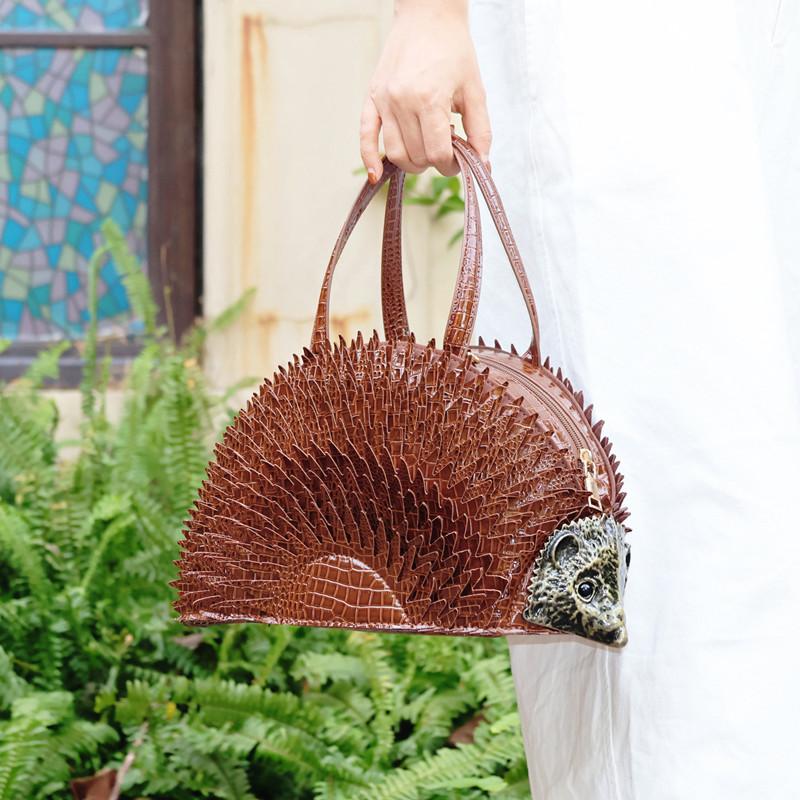 2025 Unique Design 3D Hedgehog Animal Shaped Women Handbags Stylish Cute Tote Bag Ladies Retro Fashion Shoulder Crossbody Bag