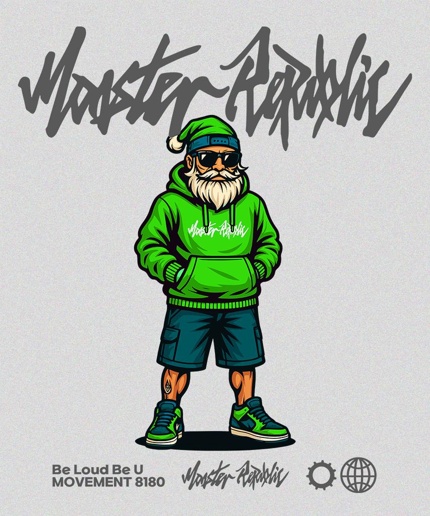 Street Santa Green Hoodie Gray_8180