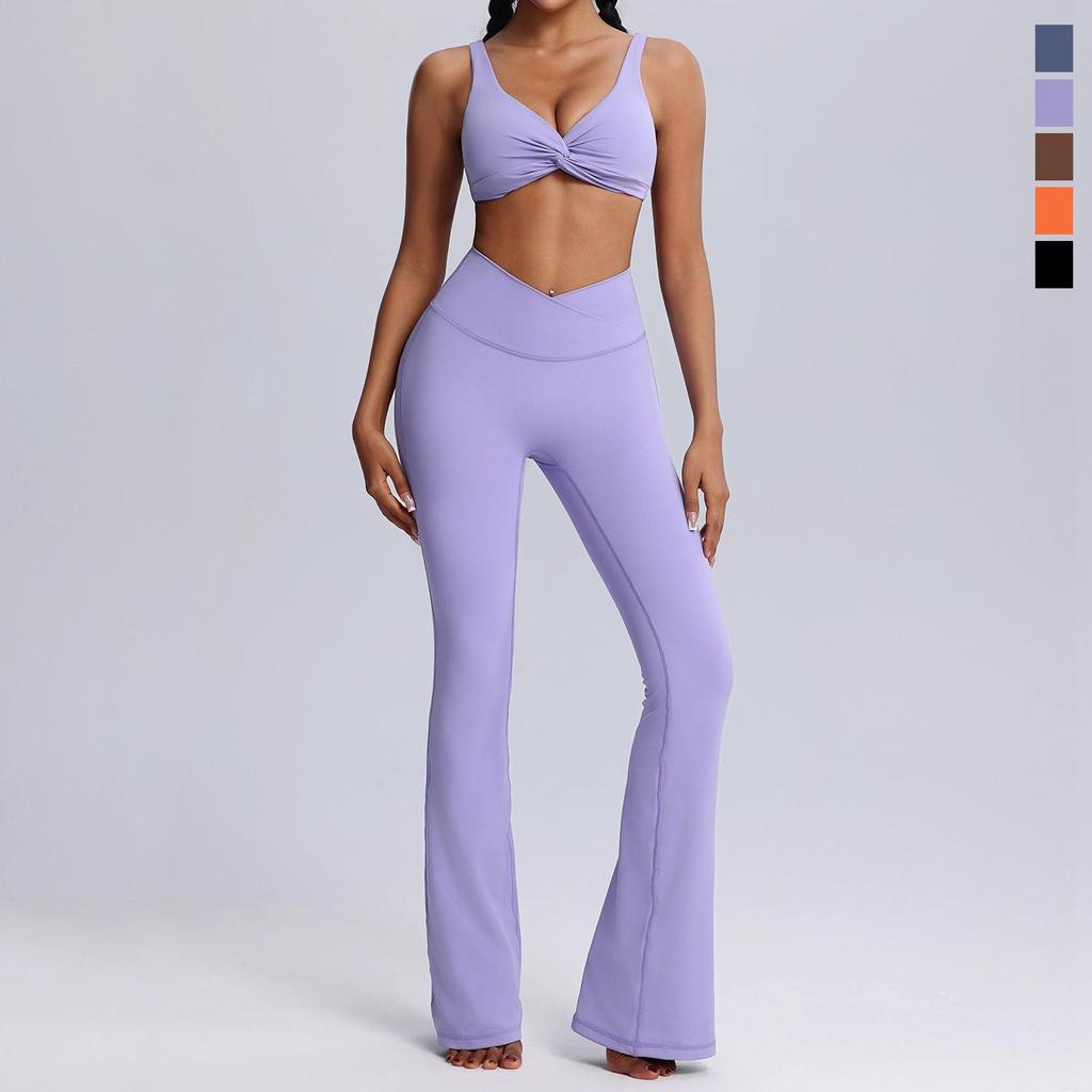 Women's European & American Cross-Border Autumn/Winter Yoga Set: Nude Tight Sportswear & Casual Flared Fitness Two-Piece