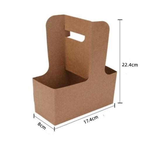 BATGXGO Drink Carriers, Kraft Paper Cup Holders with Handles, Takeout Holders, 15-Count (2 Cups)