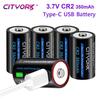Cityork 3,7V Lithium CR2 Wiederaufladbare Batterie Kamera Entfernungsmesser Scheibenbremsschloss GPS Sicherheit Medizinisches Gerät + Kostenloses Typ-C-Kabel