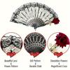 Elegant Black Lace Folding Fan with Rose Details, Fashion Accessories for Weddings, Parties and Balls - Ideal Gift for Women