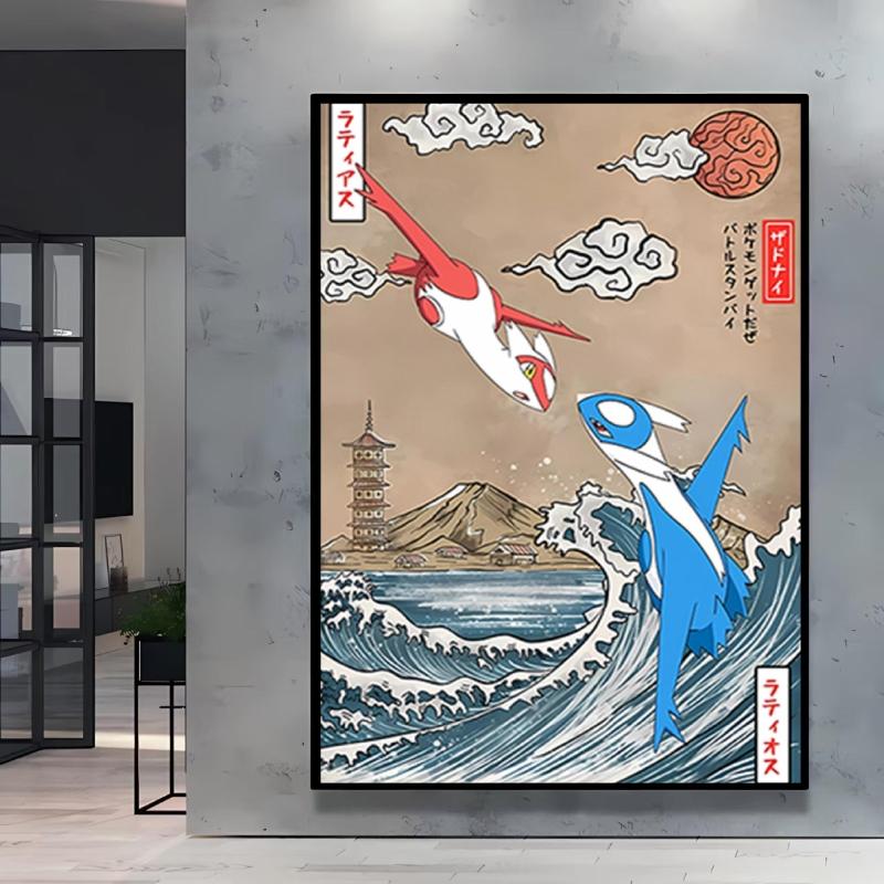 Poster and Painting  Mewtwo Charizard Christmas Gifts Home Room Picture Wall Art Classic Spray Printing Canvas Painting
