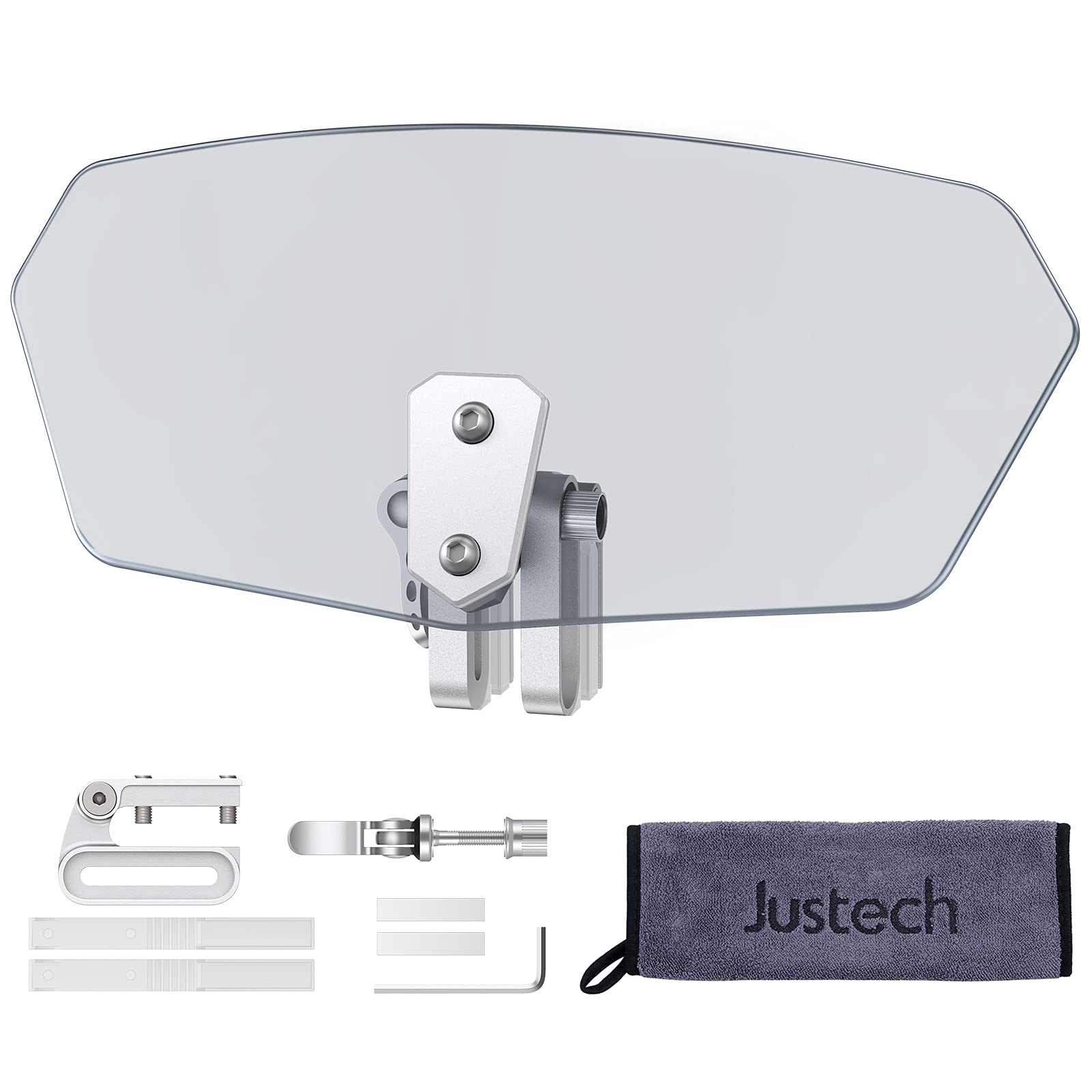 

Justech Motorcycle Windscreen, Windshield, ABS Material, Adjustable Front Windscreen, Windshield Spoiler, Air Deflector (Gray)