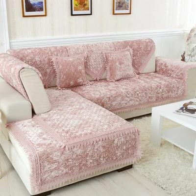 Winter Thicken Plush Sofa Cover Non-slip Embroidery Lace Sofa Towel Quilting Corner Sectional Chaise Longue Couch Sofa Cushion