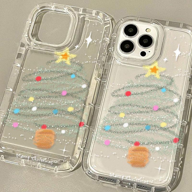 Colored Star Christmas Tree Applicable iPhone17promax Airbag Mobile Phone Case 16Pro Couple 13/14 Factory