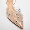 Fashion Luxury Rhinestone Mesh Transparent PVC Women Sandals Summer New Pointed Toe Thin High Heels Fashion Designer Banquet Dress Shoes