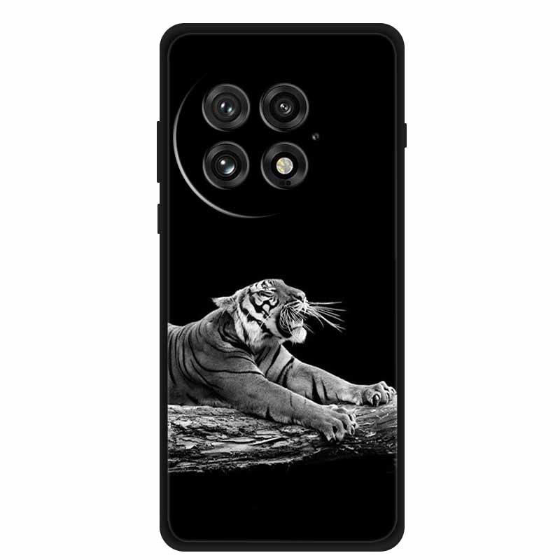 Funda For OnePlus13 5G Case OnePlus 13R Black Silicone Soft Flower Fashion TPU Back Cover For OnePlus13 13R Case Protective Capa