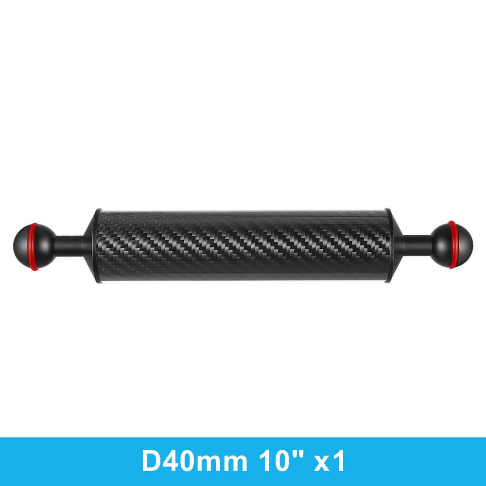 2 x D40mm Carbon Fiber Underwater Float Arm for Diving Tray Housing Video Light/Strobe Buoyancy Floating Ball Mounting (2 PCS)