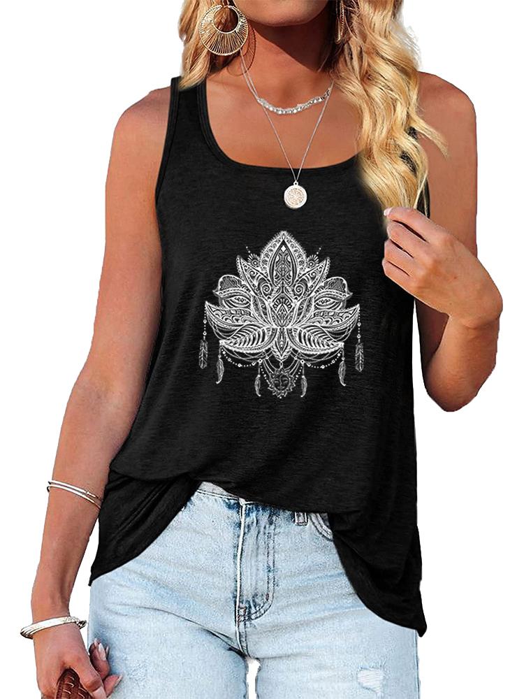 

Женская модная майка с принтом, летняя повседневная футболка без рукавов с круглым вырезом XXL чёрный