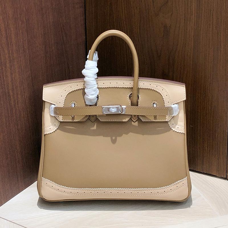 Haute Couture Version Erste Schicht Swift Rindsleder Spitzenrand Platin Tasche BK25 Echtes Leder Damen Tasche Spleiß Premium Handtasche