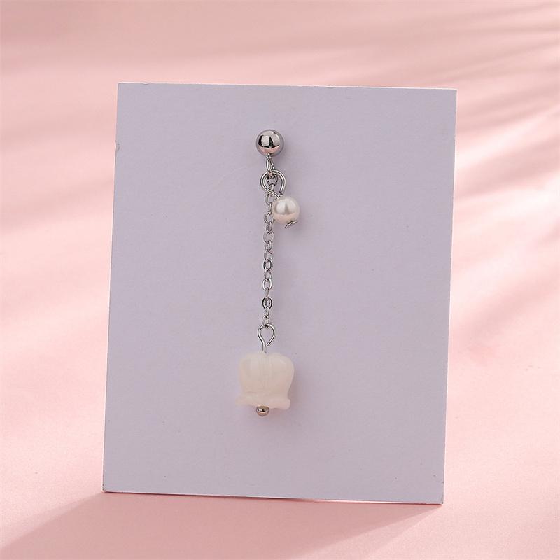 

Pearl Convallaria Earrings Simple Retro Chinese Long Flower Ear Line Metal Fringe Earrings