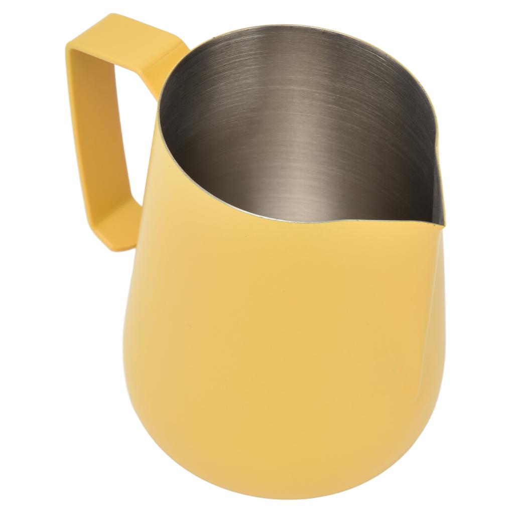 Milk Frothing Pitcher Thickened Frother Cup 450ml with Pointed Spout for Coffee Machine CafeYellow