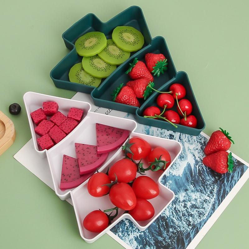 1pcs Creative Christmas Tree Trunk Fruit Tray Home Christmas Party Decoration Partition Plate Snack Candy Lazy Snack Tray Gift
