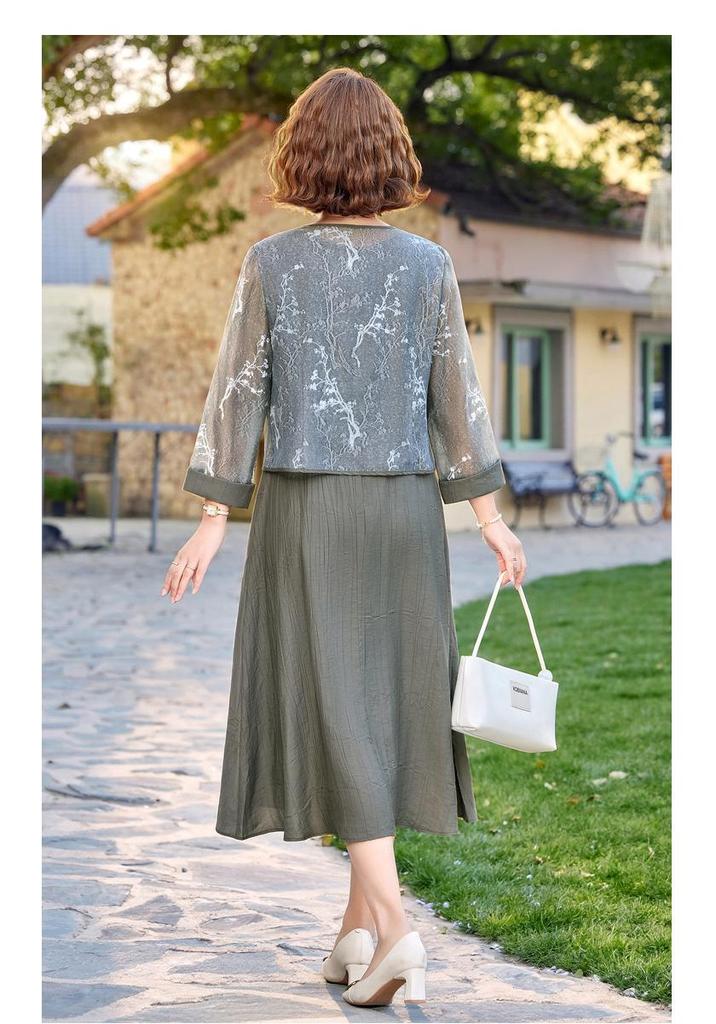 Elegant Mother's Spring Suit & Summer Dress Set for Middle-Aged Women