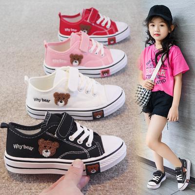 Spring Low Top Soft Sole Baby Casual Sneakers Children Boys and Girls Cartoon Embroidered Breathable Canvas Shoes