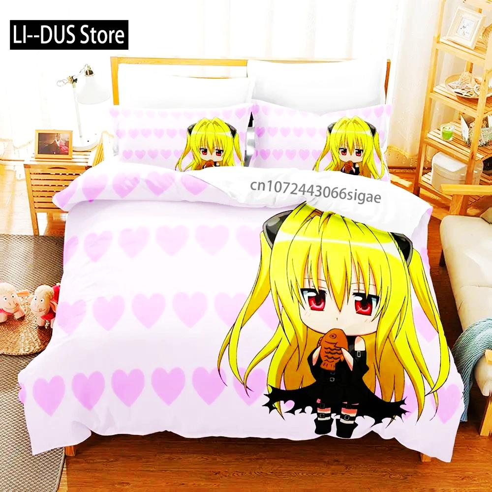 2024 Anime Adult Boys Bedspread Single Double Queen King Size To Love Ru Duvet Cover Bed Set Quilt Cover Pillowcase