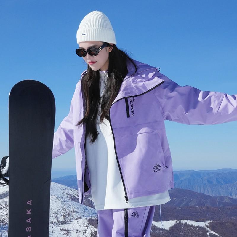 Waterproof Fleece-Lined Ski Suit: Warm Hooded Two-Piece Set for Men & Women