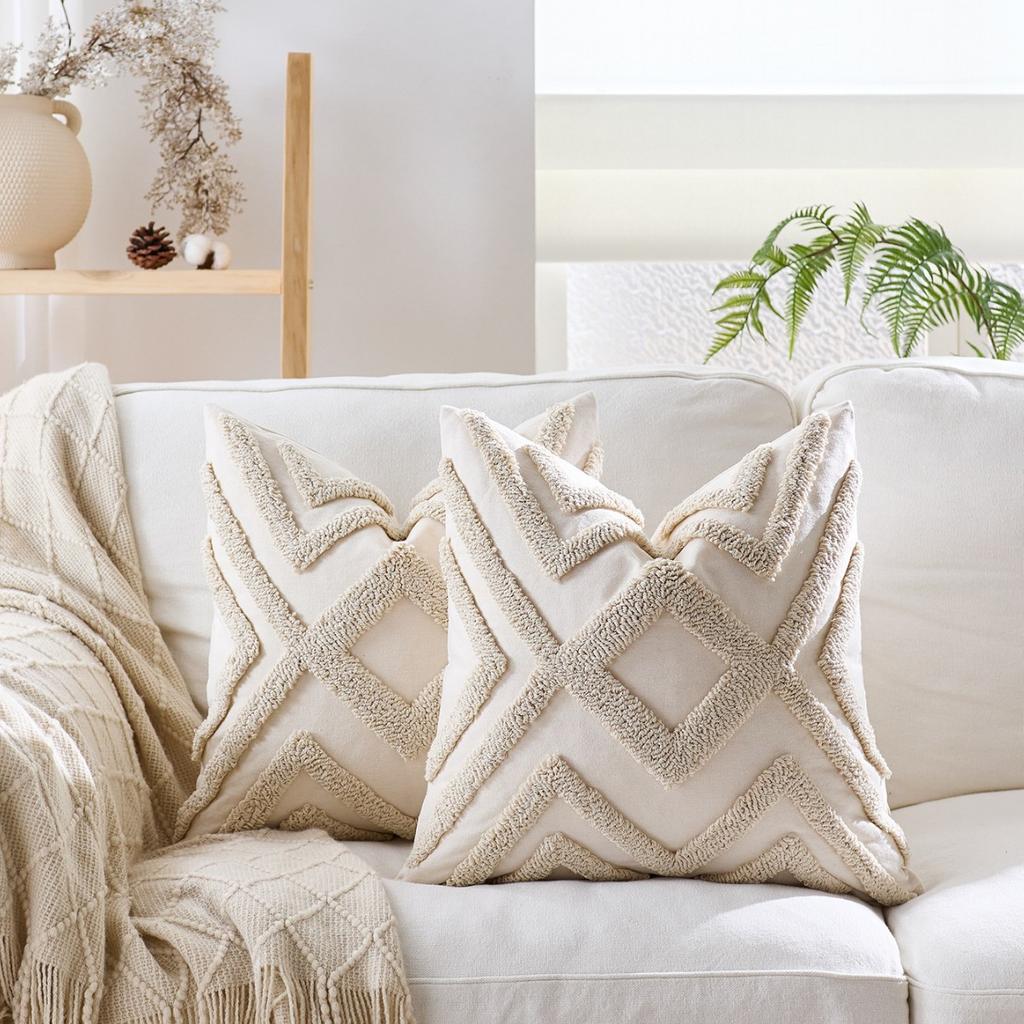 2 Stück Boho Chic Gewebte Abstrakte Kissenbezüge Getuftete Weiche Luxus Dekorative Kissenbezüge Für Sofa Bett Wohnzimmer Ästhetisch