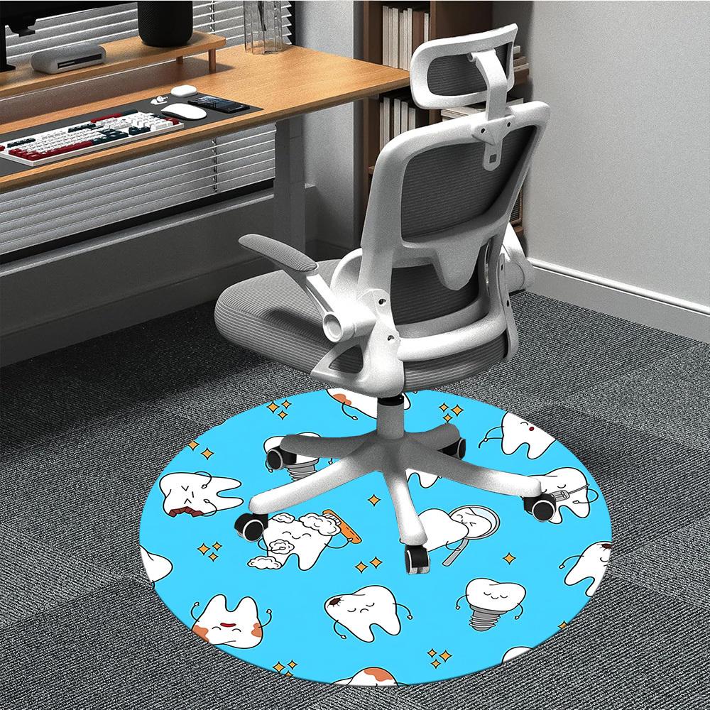 1pc Tooth Illustration Office Round Rug, Carpet for Office, Gaming, Lightweight Round Floor Mat yy260208045