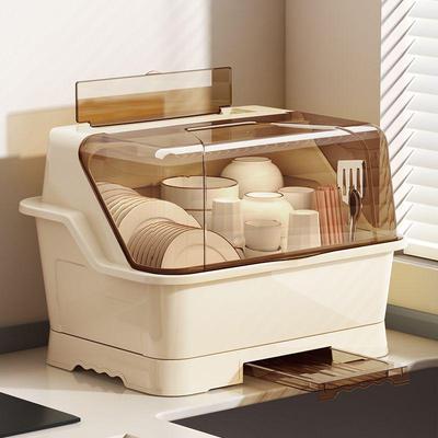 Bowl & Chopstick Storage Box: Kitchen Dish Rack & Cutlery Holder with Draining Shelf