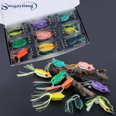 9 Stück künstliche weiche Angelköder, Bassköder, Gummi-Frosch-Spinner, sinkende Angelköder