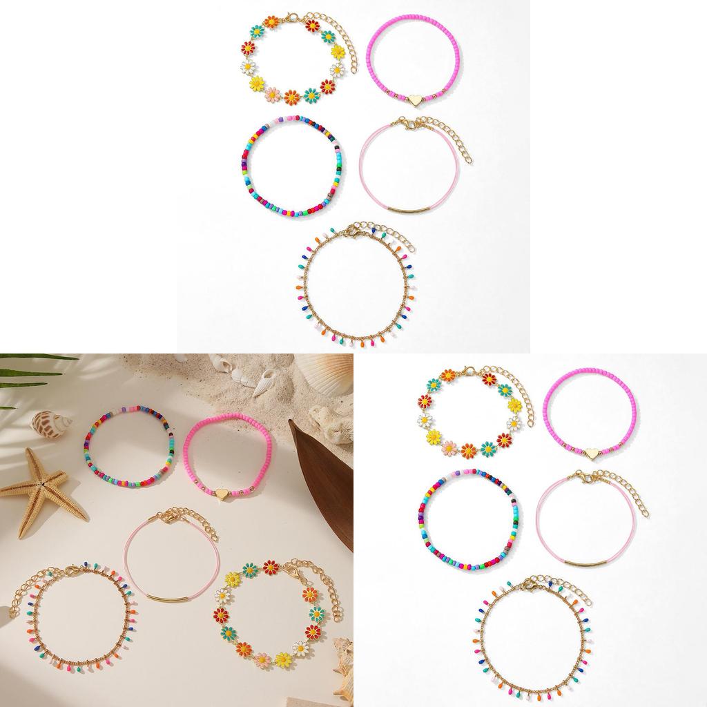 Bunte Gänseblümchen Handkette Mit Perlen für Mädchen Und Frauen