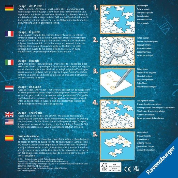 Puzzle escape - ravensburger - aventure des pirates - 368 pièces - dès 9 ans