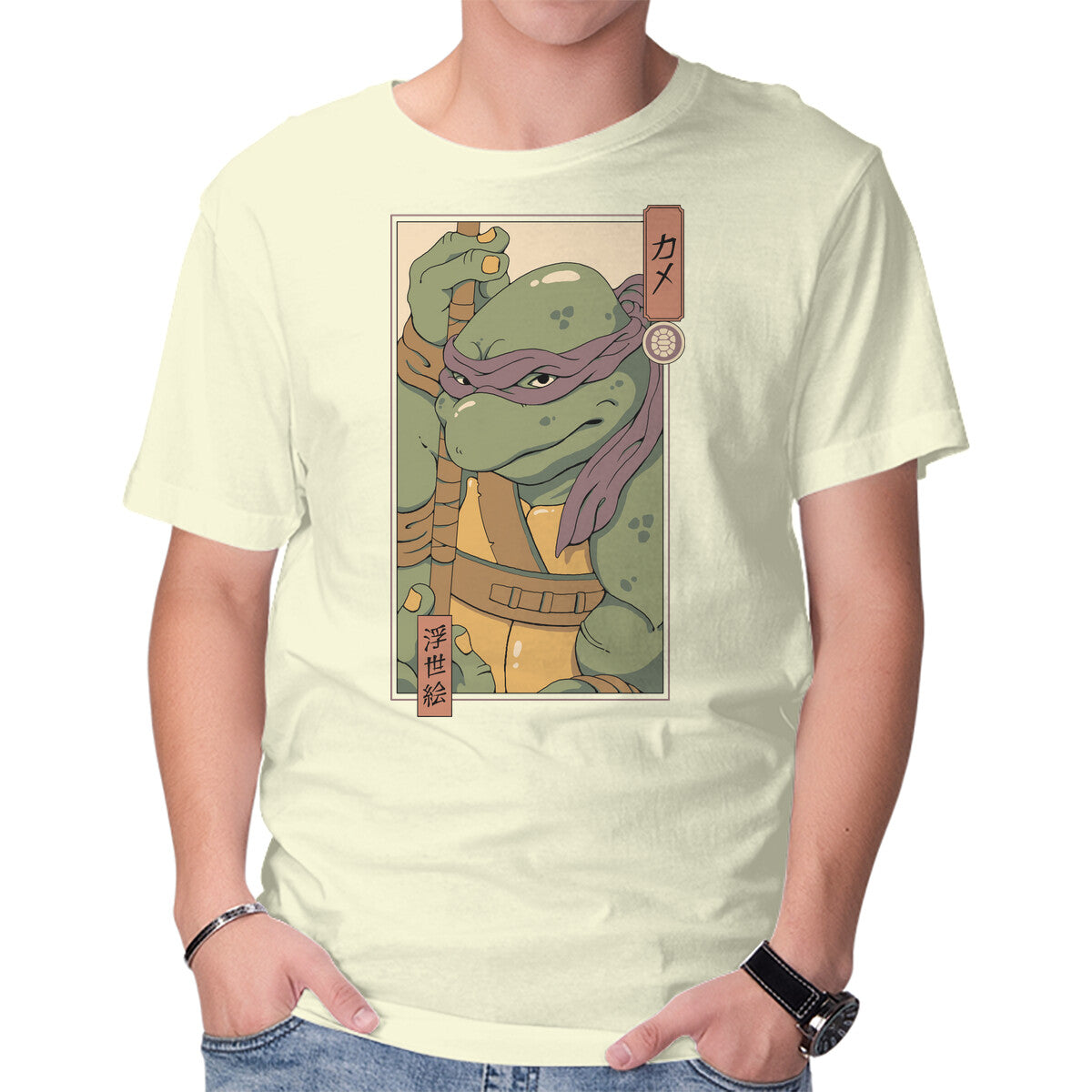Unisex Crew Neck T-Shirt Purple Kame Ninja Graphic Short Sleeve Casual Tee L