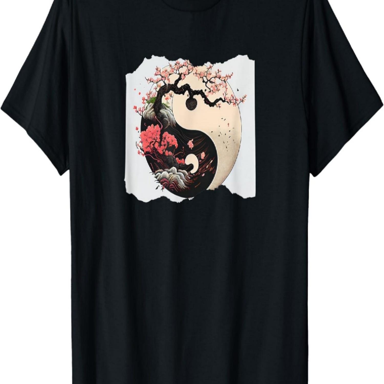 Yin Yang Cherry Blossom Bonsai T-Shirt S