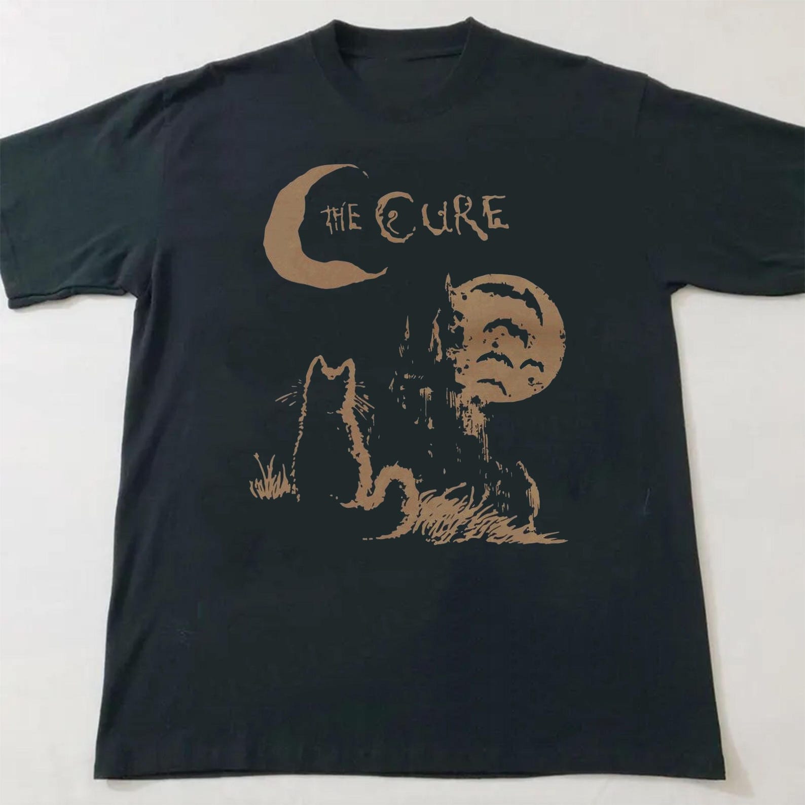 The Cure Cat Tee, 90s Alt Indie Rock, Unisex shirt, Music Gifts, Cat Lover gifts, the cure fan gifts, band tee, the cure graphic tee 4XL