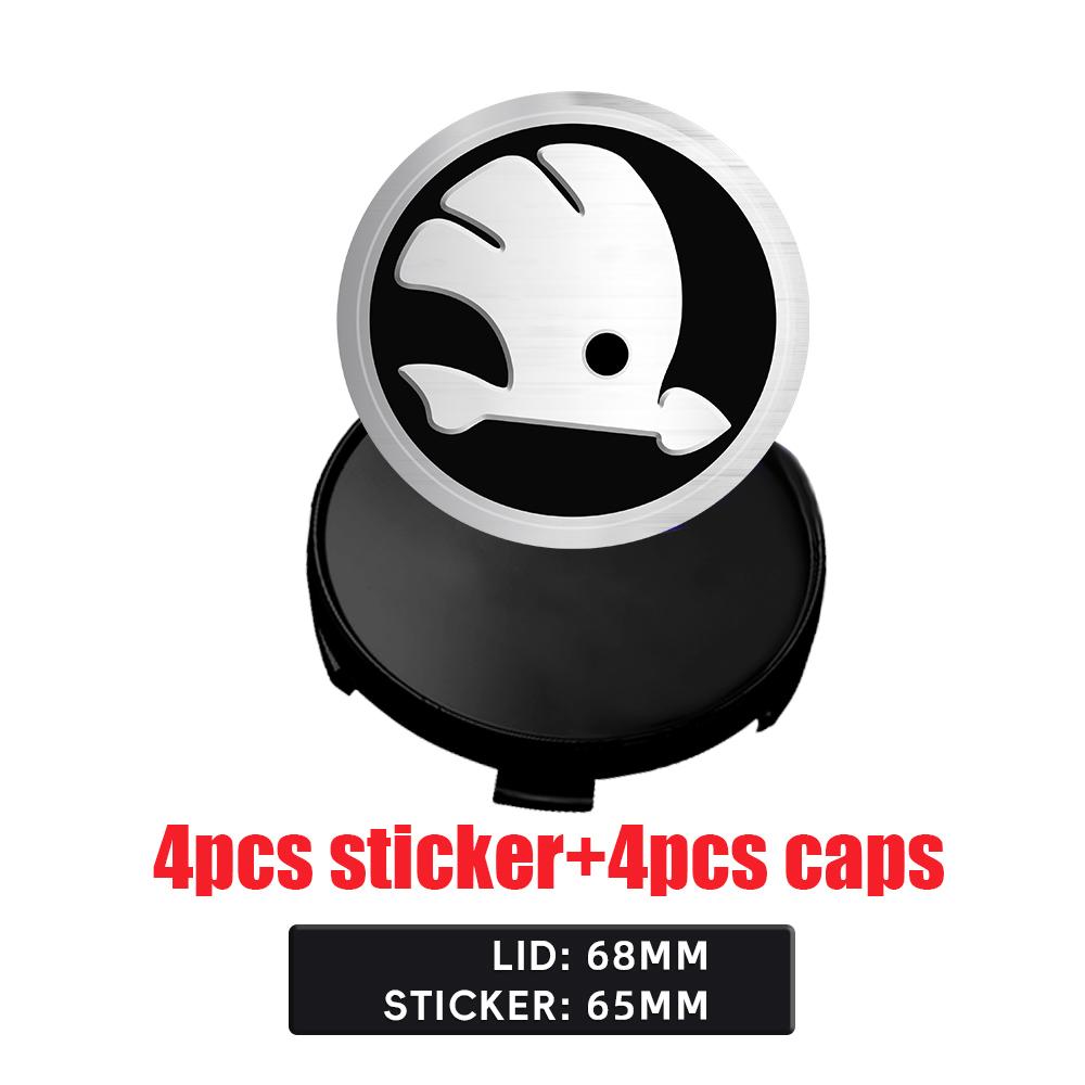 2026 Sıcak SKODA İçin 4 Adet 56/60/65/68MM Jant Orta Göbek Kapakları Sticker Lastik Jant Kapağı Skoda Octavia A5 3 2 VRS Vision Kodiaq Fa İçin