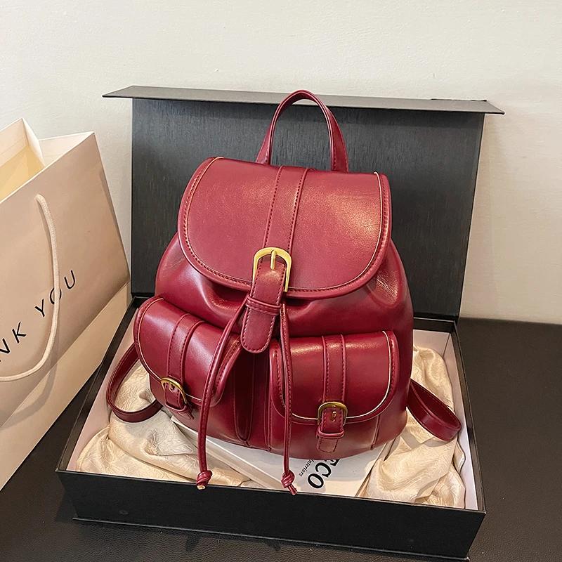 Fashionable Solid PU Backpacks Large Capacity High Quality Sense of Luxury Popularity Women's Backpacks Autumn New Style