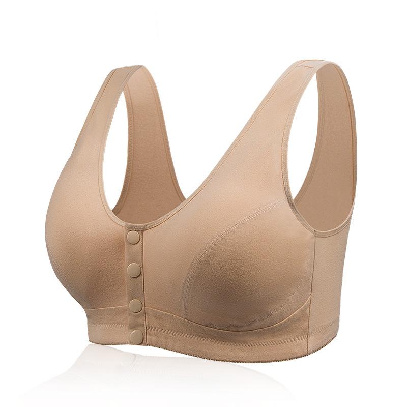 Women's Plus Size Front Closure Wireless Bra Full Coverage Comfort Everyday Bra for Senior
