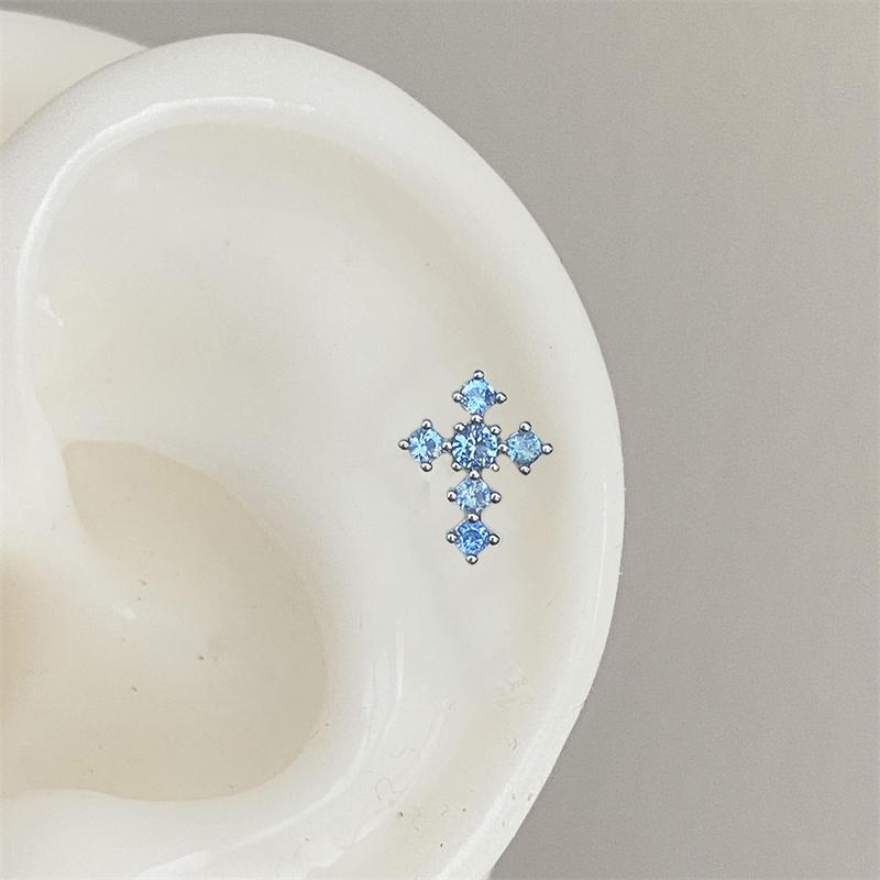 1 PCS New Fashion Cute Pink Zircon Crystal Ear Bone Nail 316L Medical Titanium Steel Earrings for Women Punk Jewelry