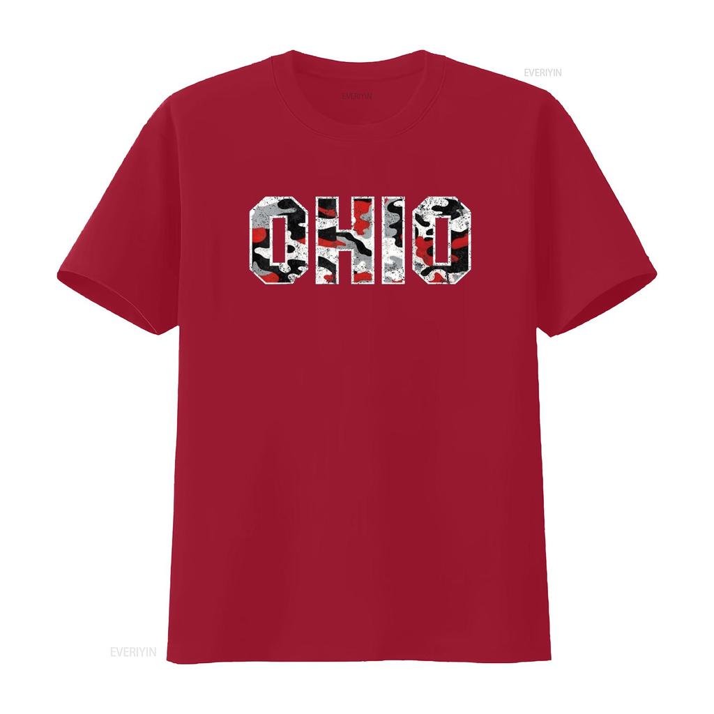 State Of Ohio Ohioan Trendy Distressed Camo Designs T Shirt Vintage Washed Stretched Streetwear Breathable Fashion