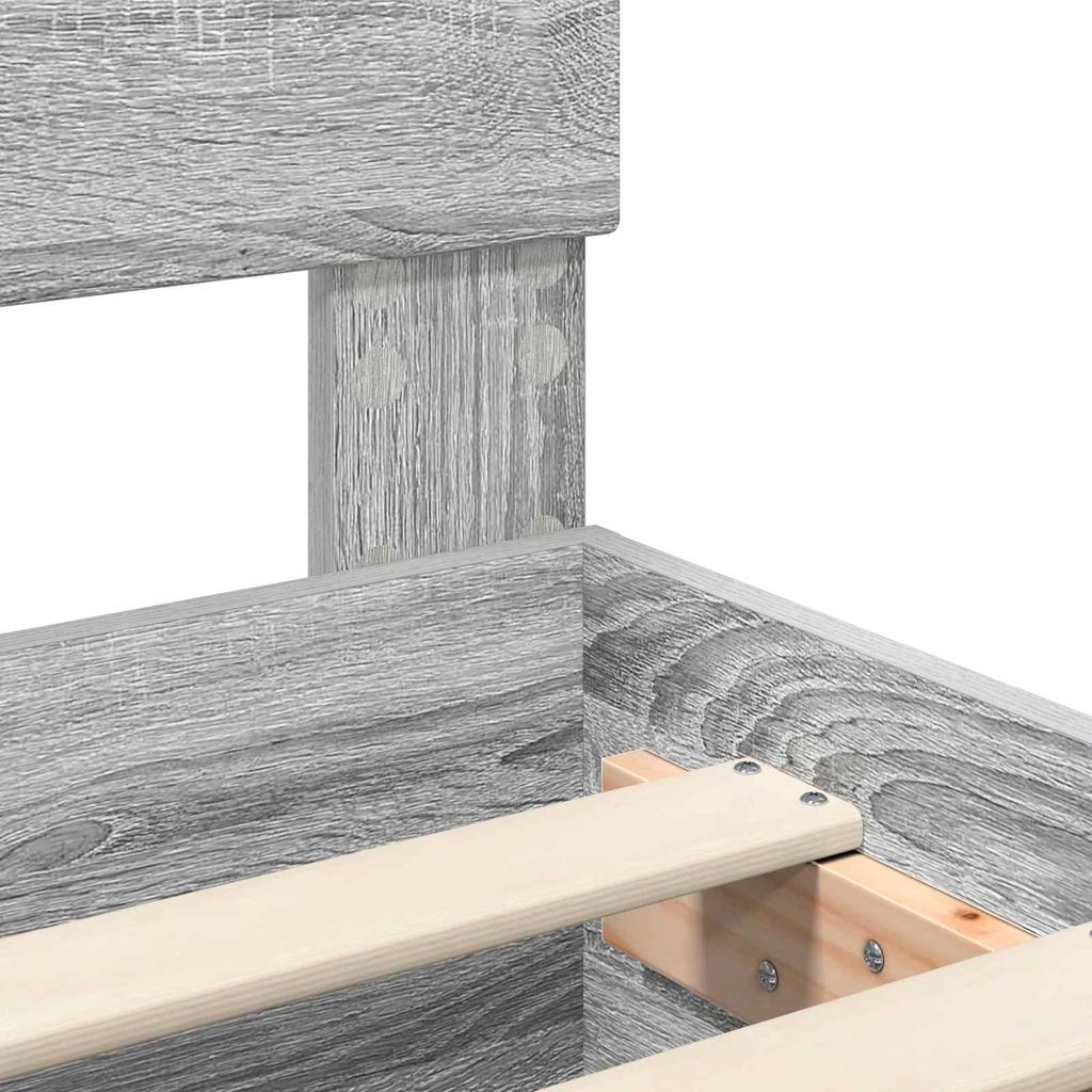 Bed Frame with Shelf Grey Sonoma 75 x 190 cm Engineered Wood