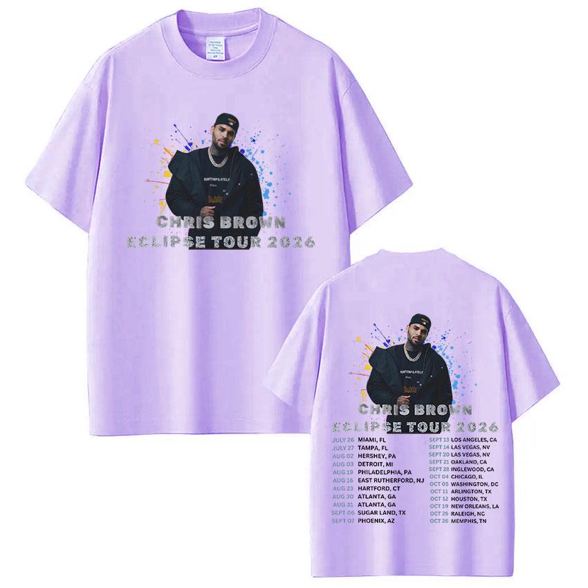 Rapper Chris Brown Eclipse Tour 2026 Concert Merch Tshirt Fan Gifts Unisexs Women Fashion Hip Hop T Shirt Cotton Casual Tshirts