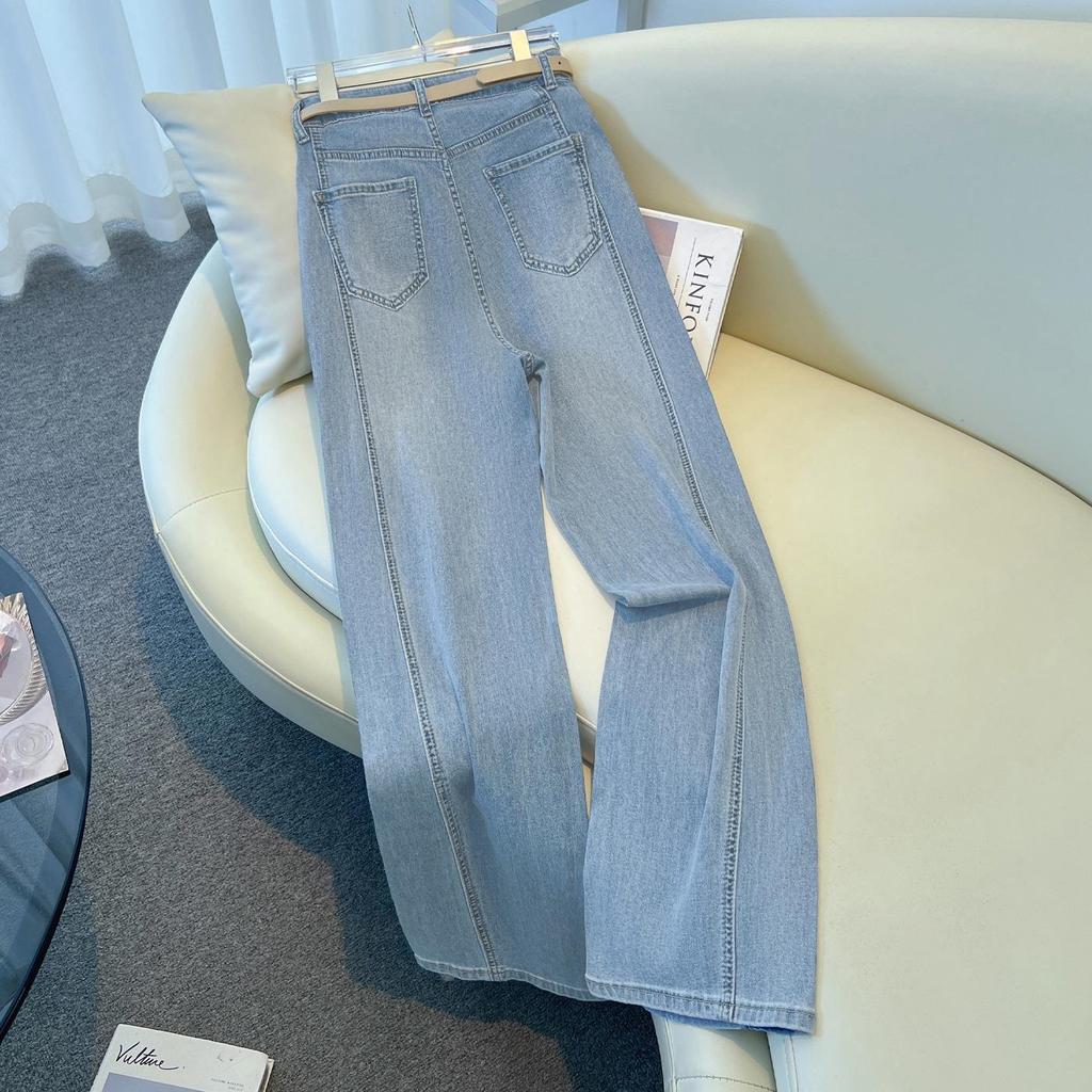 Women's Rhinestone Wide-Leg Jeans: 2026 Spring/Autumn Drape Slimming Pants